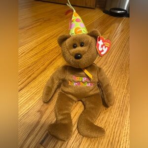 Ty Beanie Babies Brown Bear with Party Hat